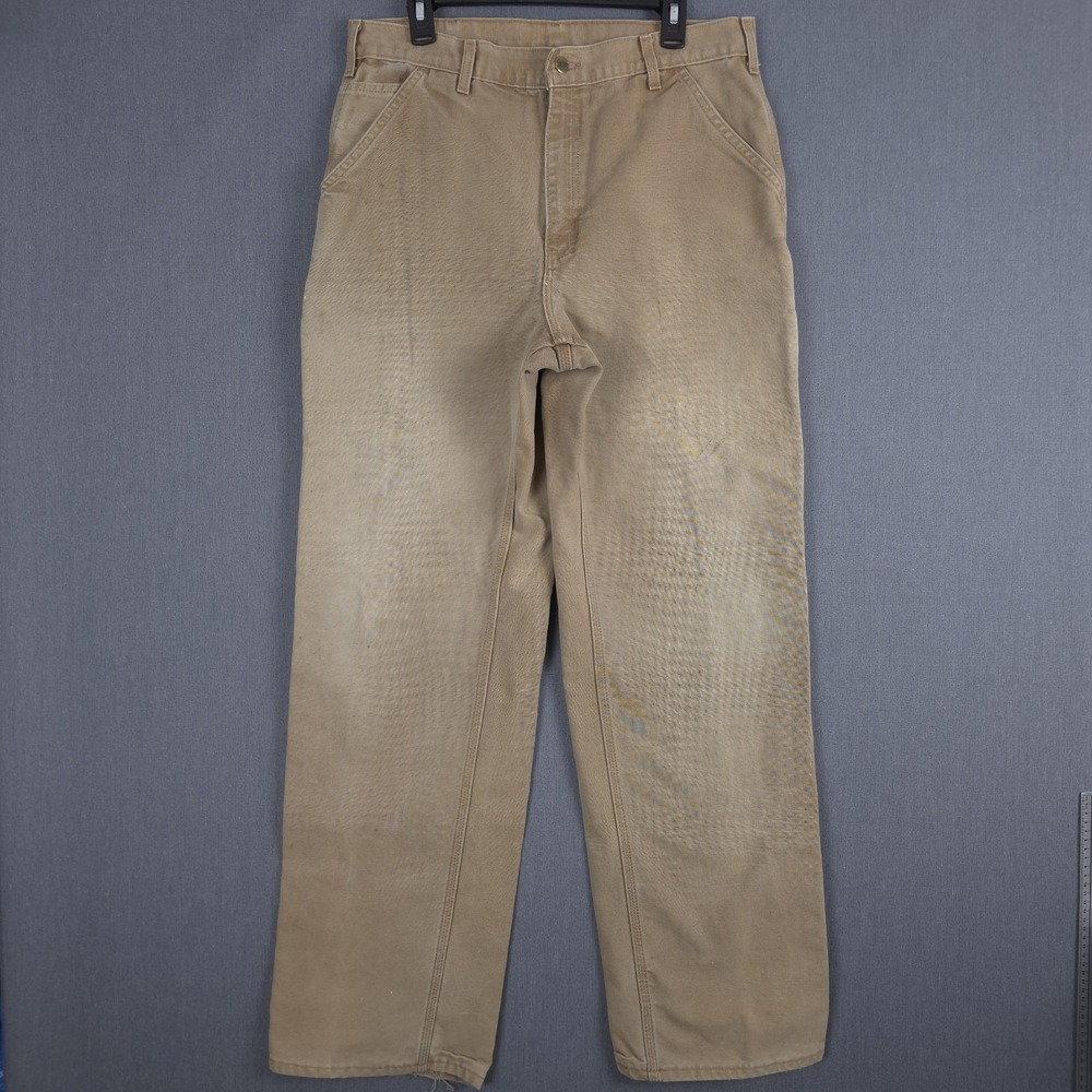 Vintage Carhartt Carpenter Pants Mens 36x34 (Fits 34x34) Faded Brown Canvas USA